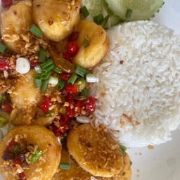 ข้าวเต้าหู้ทอดคั่วพริกเกลือ มังสิรัติทานได้ รักสุขภาพทางนี้ ค่ะ