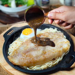 สเต็กปลาพริกไทยดำ  Sizzling Fish Steak with Black Pepper Sauce