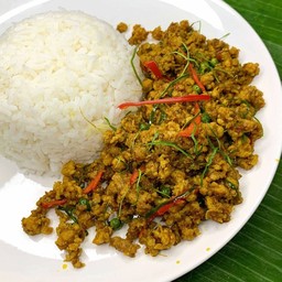 ข้าวคั่วกลิ้งหมูสับ