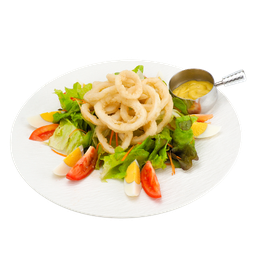 สลัดปลาหมึกทอด (มัสตาร์ด น้ำผึ้ง) Fried Squid Salad (Mustard, Honey