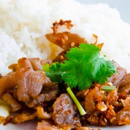 ข้าวราดหมูผัดกระเทียมพริกไท