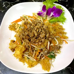 กระเพาะปลาผัดแห้ง หมูสับ