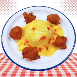 ข้าวหน้าไข่ข้น + ไก่คาราอาเกะ