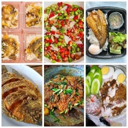 ข้าวปลาแกะ ข้าวหมูทอดกระเทียมพริกทอด