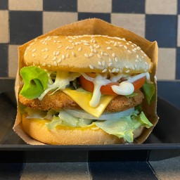 เบอร์เกอร์ไก่กรอบซอสบาบีคิว