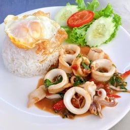 ข้าวหมูทอดพริกสด น้ำจิ้มแจ่ว