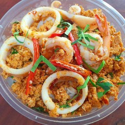 ข้าวไข่ข้นห่อหมกทะเล ราดข้าว