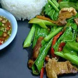 คะน้าหมูกรอบ/ราดข้าว