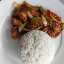 ผัดพริกเผาราดข้าว