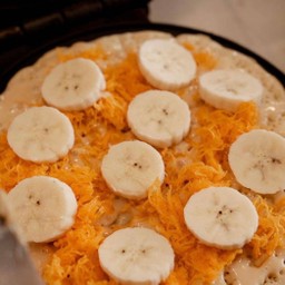 วาฟเฟิล ฝอยทอง+กล้วยหอม