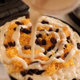 วาฟเฟิล ลูกเกด+ฝอยทอง