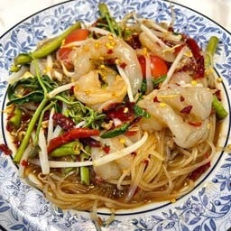 ตำเส้นเล็กกุ้งสดกระเฉด