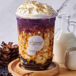 นมสดมันม่วงครีมชีสพ่นไฟ