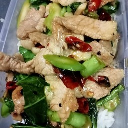 ข้าวราดคะน้าหมูชิ้น