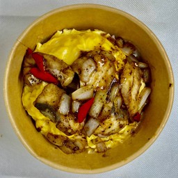 ข้าวไข่ข้น ปลาผัดพริกไทยดำ