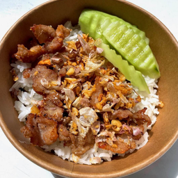 ข้าวหมูทอดกระเทียมพริกไทย