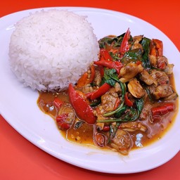 ผัดหอยลายราดข้าว(พริกเผาสูตร1)