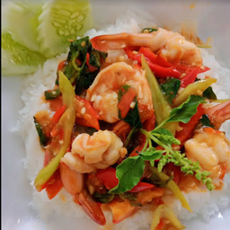 ข้าวกระเพรากุ้ง