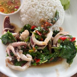 ข้าวกะเพราปลาหมึก