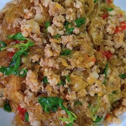 ข้าวกะเพราหมูสับ+วุ้นเส้น