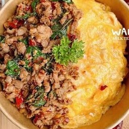 ข้าวกะเพราหมูสับ+ไข่เจียว