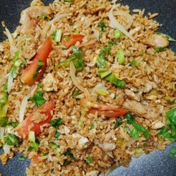 ข้าวผัดโบราณหมู+โค้กแก้วโอ่ง