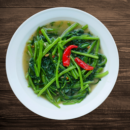 ผัดผักบุ้งกับข้าว