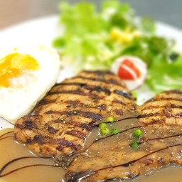 สเต็กอกไก่พริกไทยดำ