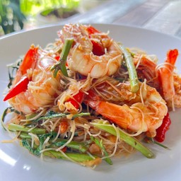 หมี่ผัดกระเฉดกุ้ง แนะนำ