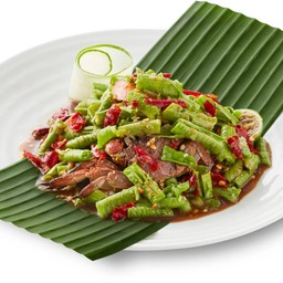 ตำถั่ว ปูปลาร้า(ปกติพริก 5 เม็ด)