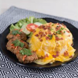 ข้าวไข่ข้นเบค่อน+หมูก้อนทอด