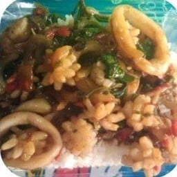 ผัดกะเพราทะเล ราดข้าว