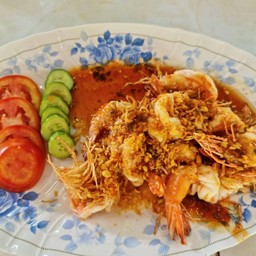 กุ้งทอดเกลือราดข้าว