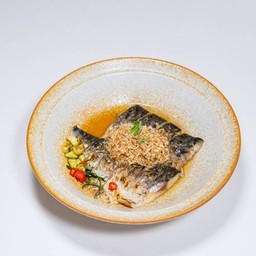 ยำอีหล่า (ยำซาบะดอง อาบุริ มะพร้าวคั่ว มะม่วงเบา)