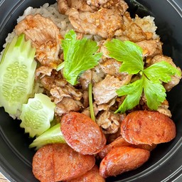 หมูกระเทียม+กุนเชียงทอด+เป๊ปซี่