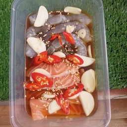 Pickled Shrimp&Salmon In Soy Sauce