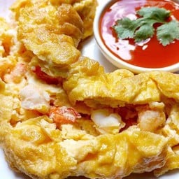 ไข่เจียวกุ้ง+ข้าวไรซ์เบอร์รี่