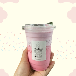 Pink milk with taro cheese