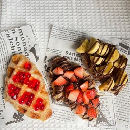 ครอฟเฟิล 3 หน้าอินเลิฟ เยลลี่แดง,นูเทล่าสตอ,นูเทล่ากล้วย