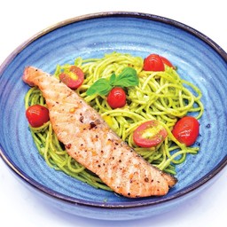 สปาเก็ตตี้เพสโต้แซลมอน