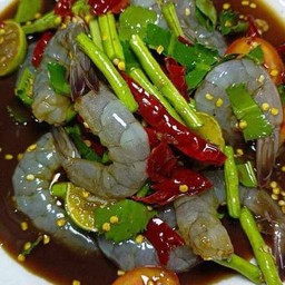 เหลากุ้งสดผักบุ้ง