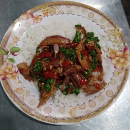 กระเพราคอหมูย่าง