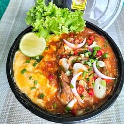 ข้าวหน้าไข่ข้น-ยำปลากระป๋อง