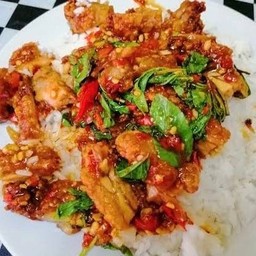 กะเพราไก่กรอบ (ราดข้าว)