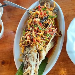 ปลากะพงลุยสวน