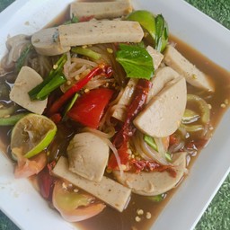 ตำเส้นเล็กไก่ยอน้ำปลาร้า