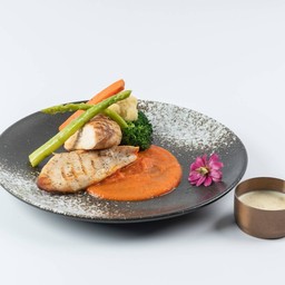 Grilled Buttered Fish with Pumpkin Pureé & Lemon
Butter Sauce