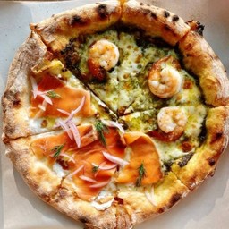 Half of Smoke Salmon & Half of Shrimp Pesto