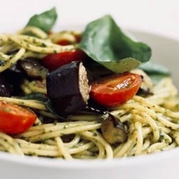 Pesto w Eggplant & Mushroom /เพสโต้ซอสกับเห็ดและมะเขือยาว (มังสวิรัติ )