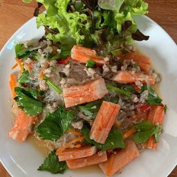 ยำวุ้นเส้นปูอัดซาซิมิ ใส่หมูสับ